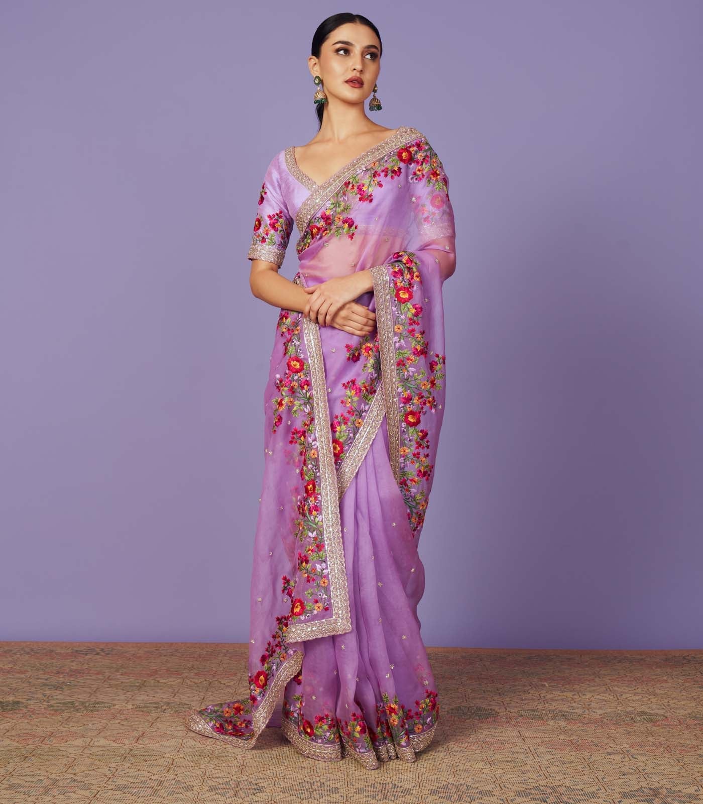 Zardozi Border Saree Set