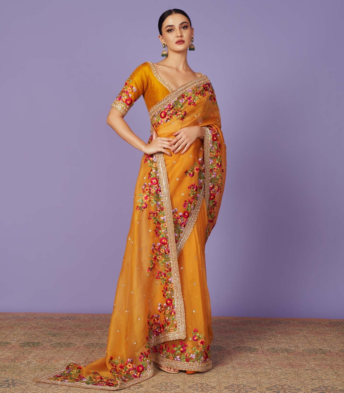 Zardozi Border Saree Set