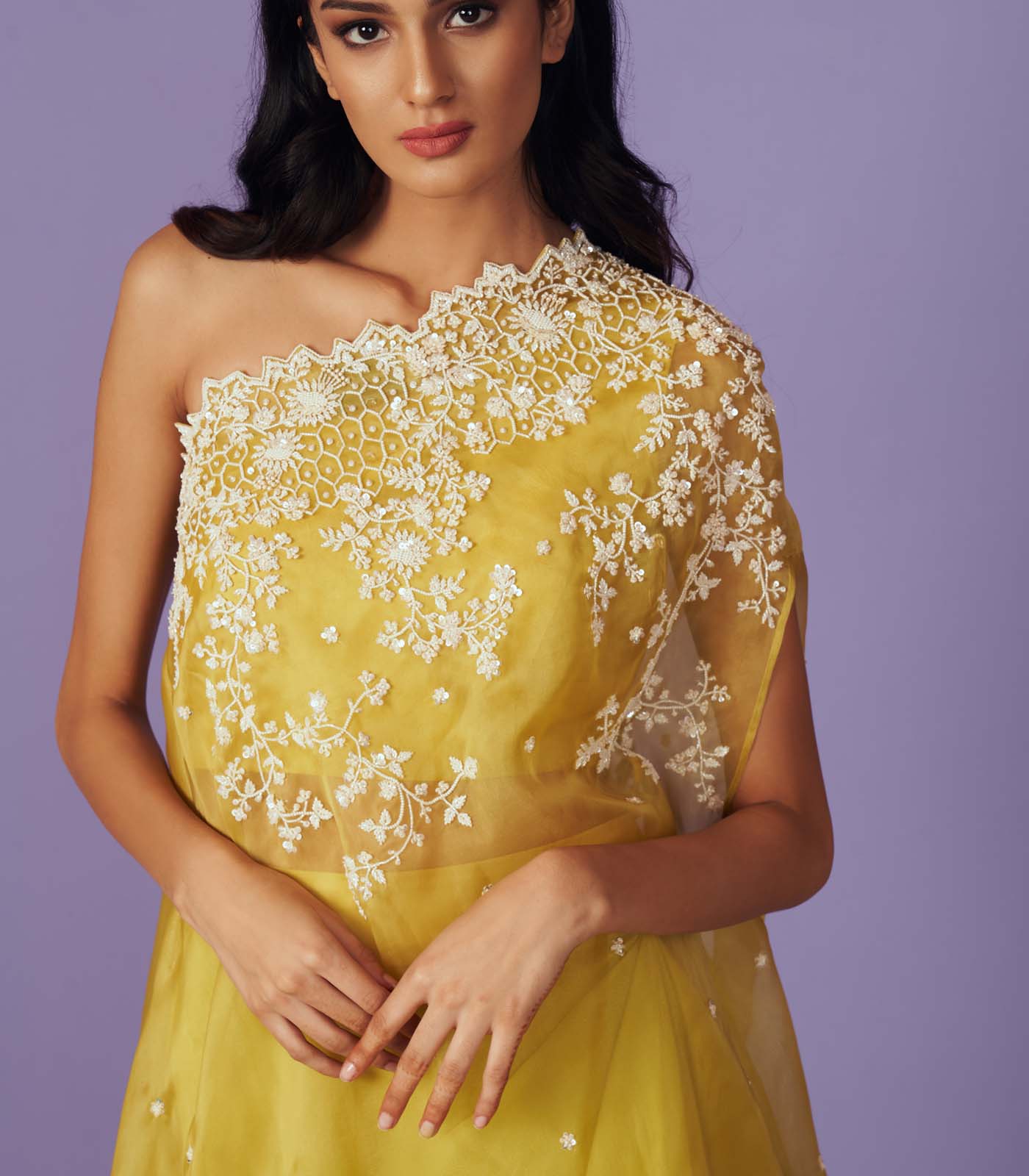 One Shoulder Cape Set