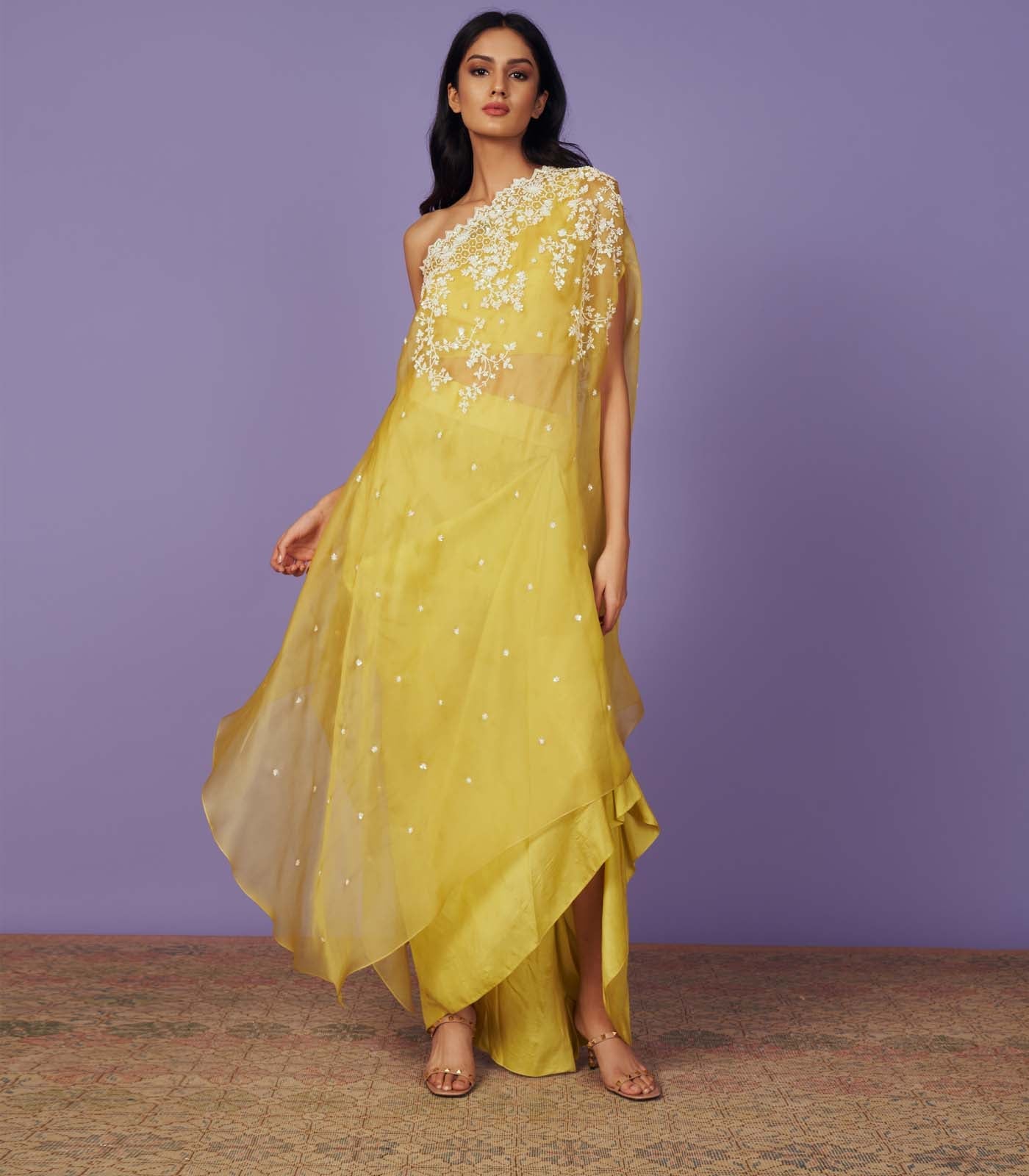 One Shoulder Cape Set