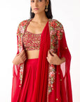 The Scarlet Embrace Skirt & Cape Set - Ready to Ship