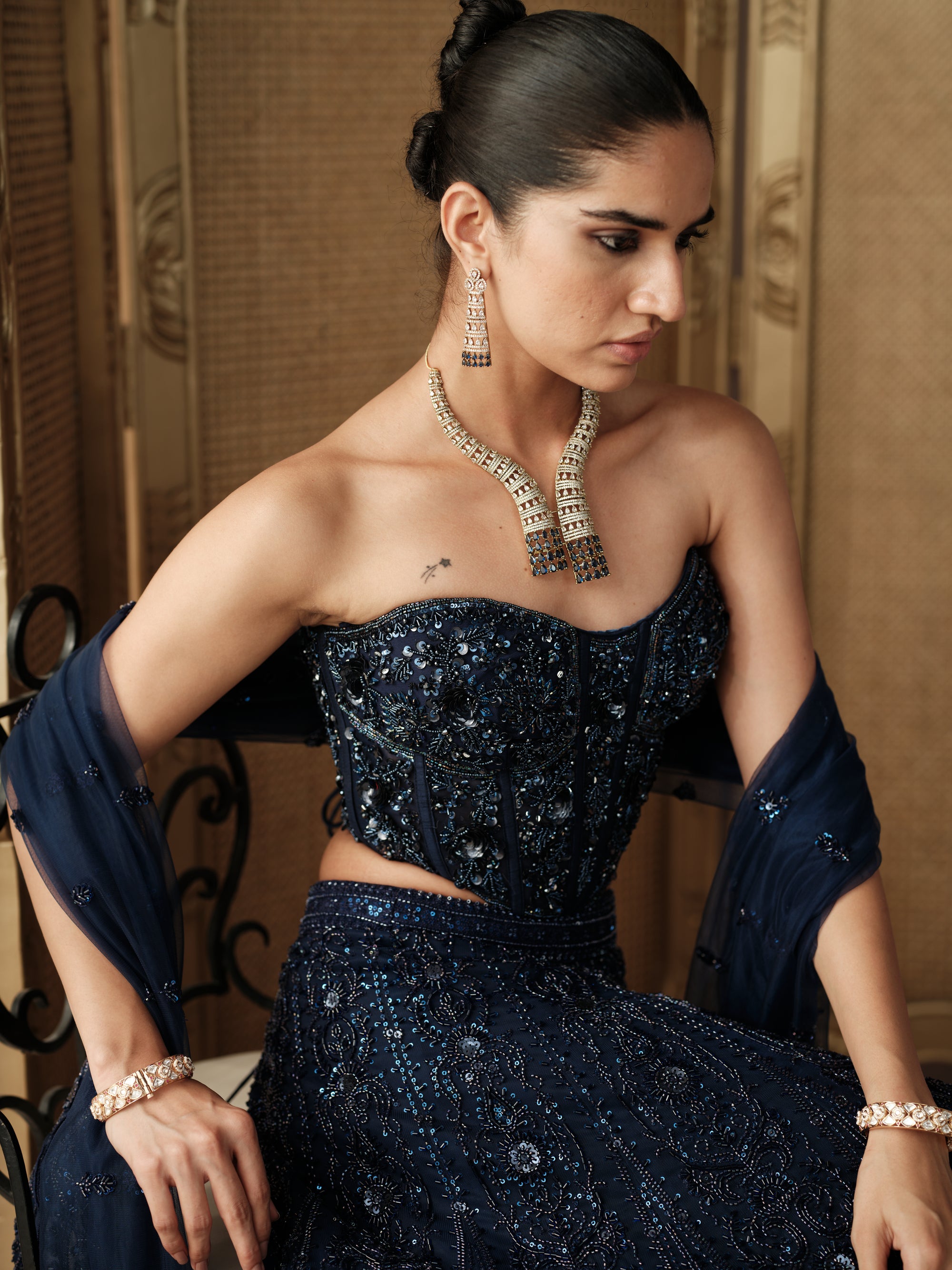 Midnight Etoile Embroidered Lehenga Set
