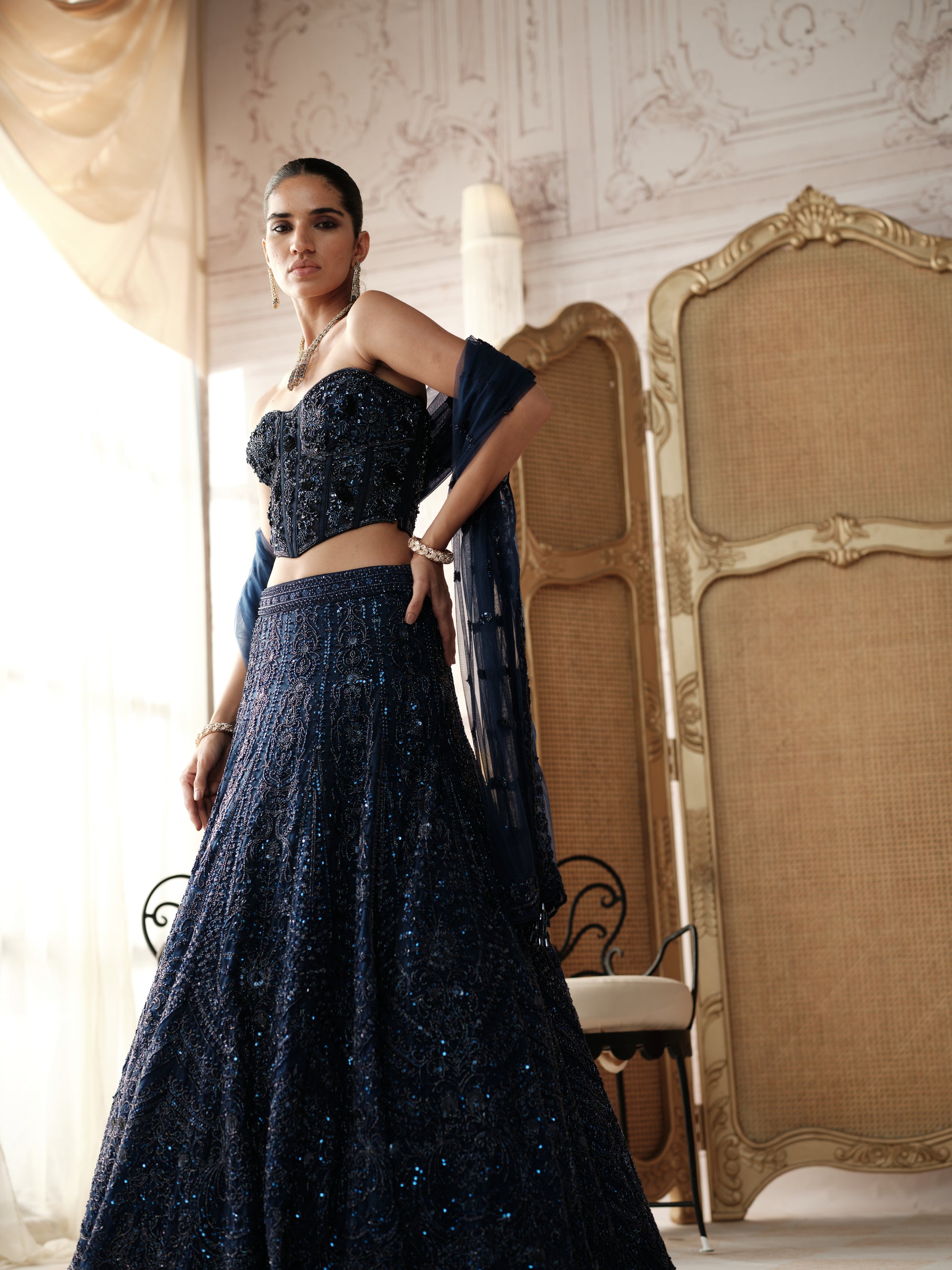 Midnight Etoile Embroidered Lehenga Set