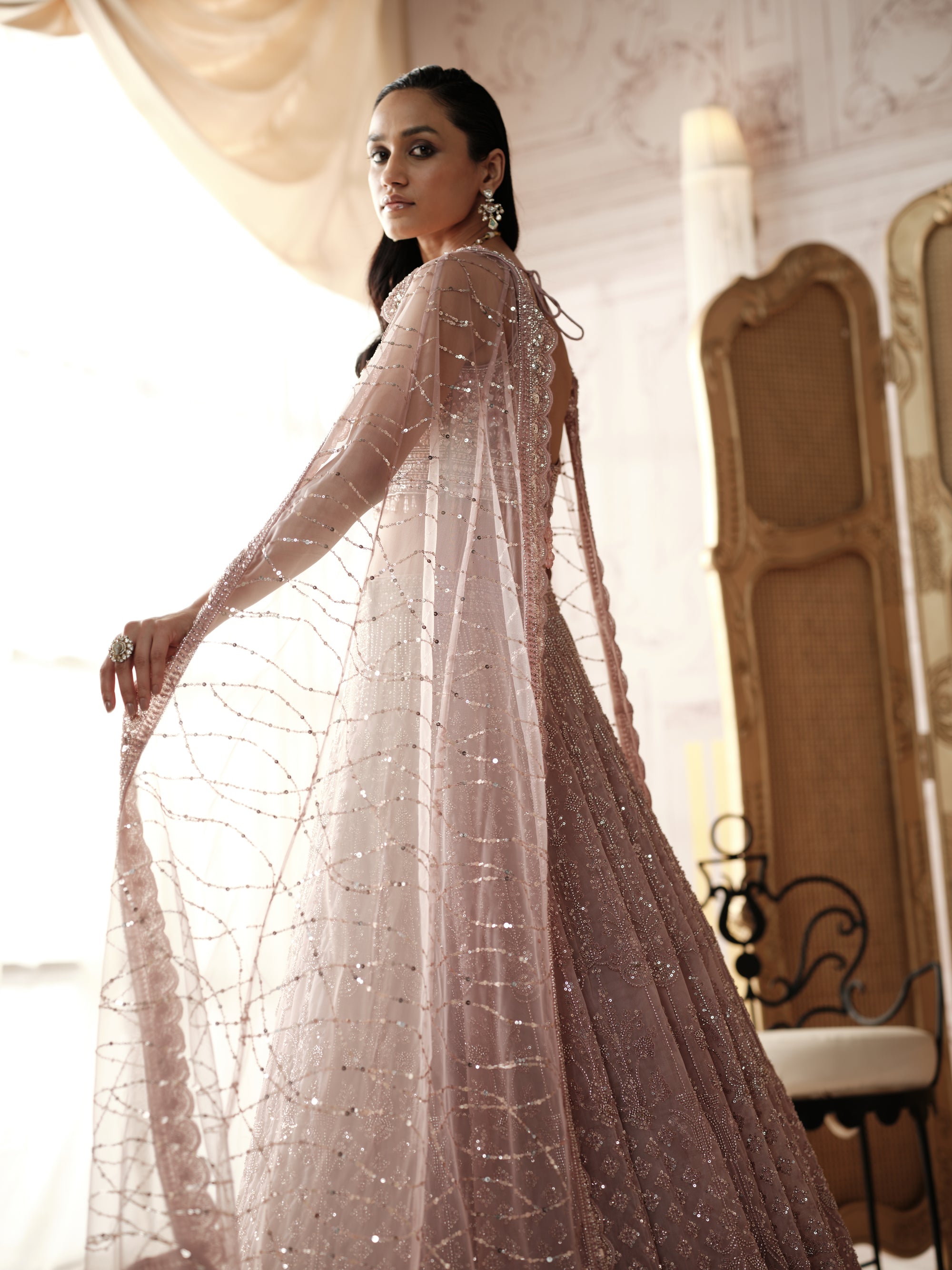Champagne Blush Embroidered Lehenga Set