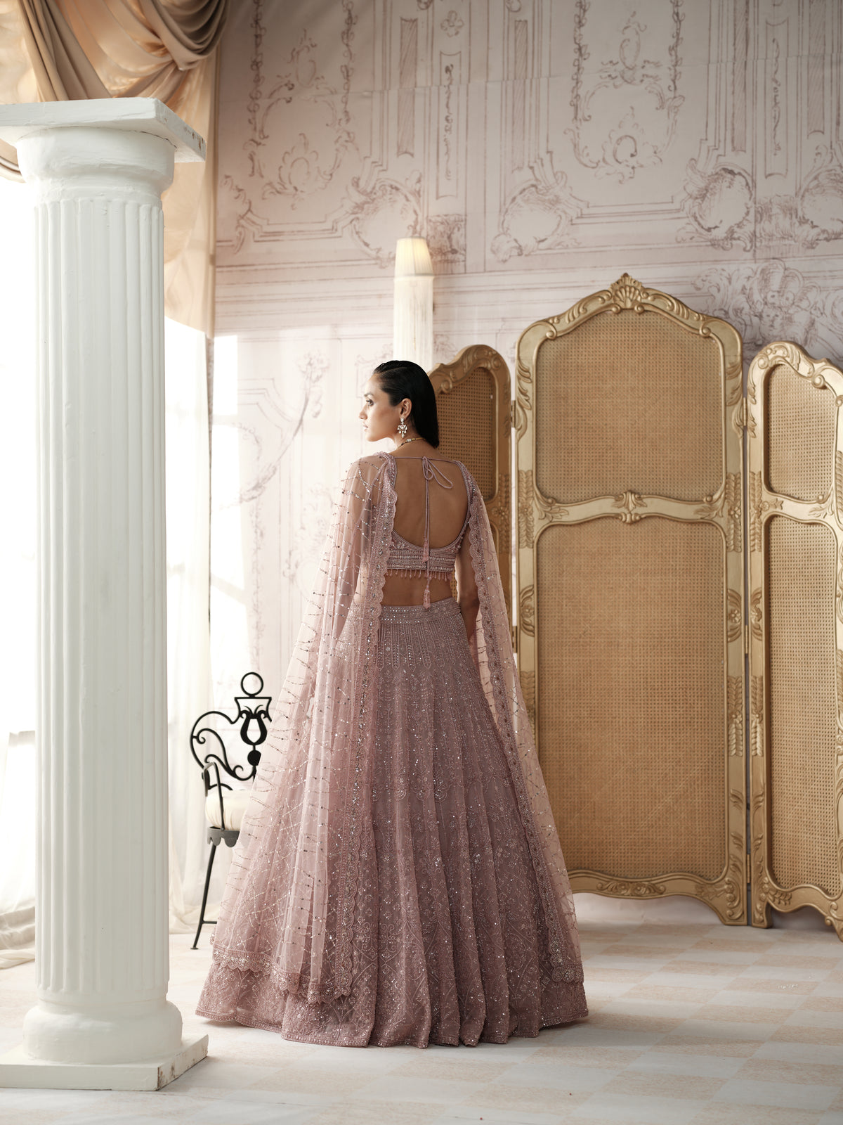 Champagne Blush Embroidered Lehenga Set