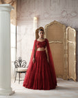 Crimson Etoile Embroidered Lehenga Set