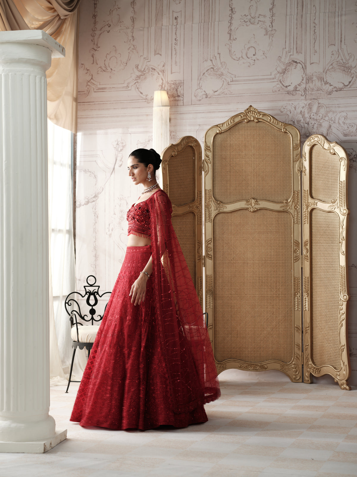 Crimson Etoile Embroidered Lehenga Set