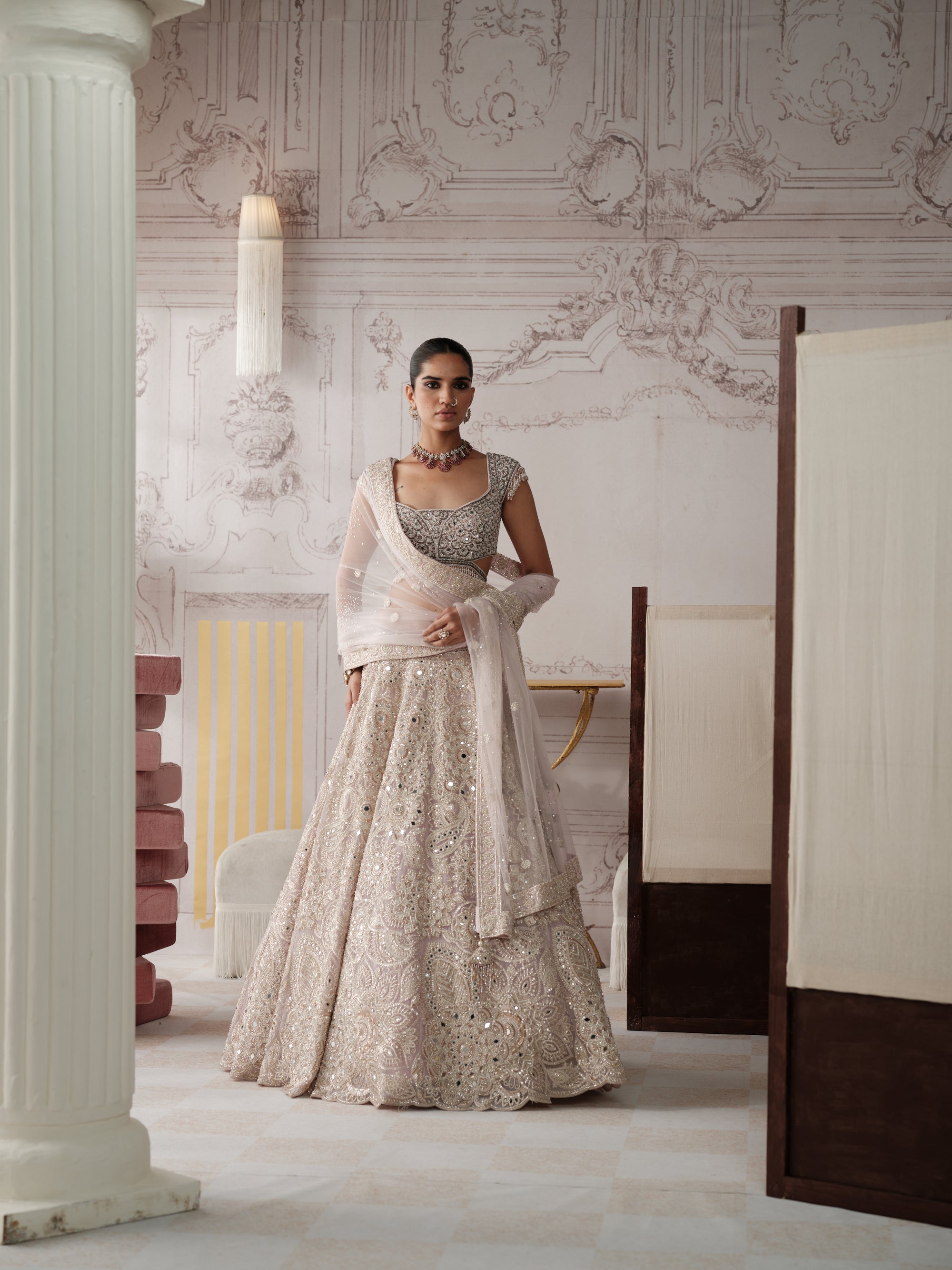 Champagne Opal Embroidered Lehenga Set