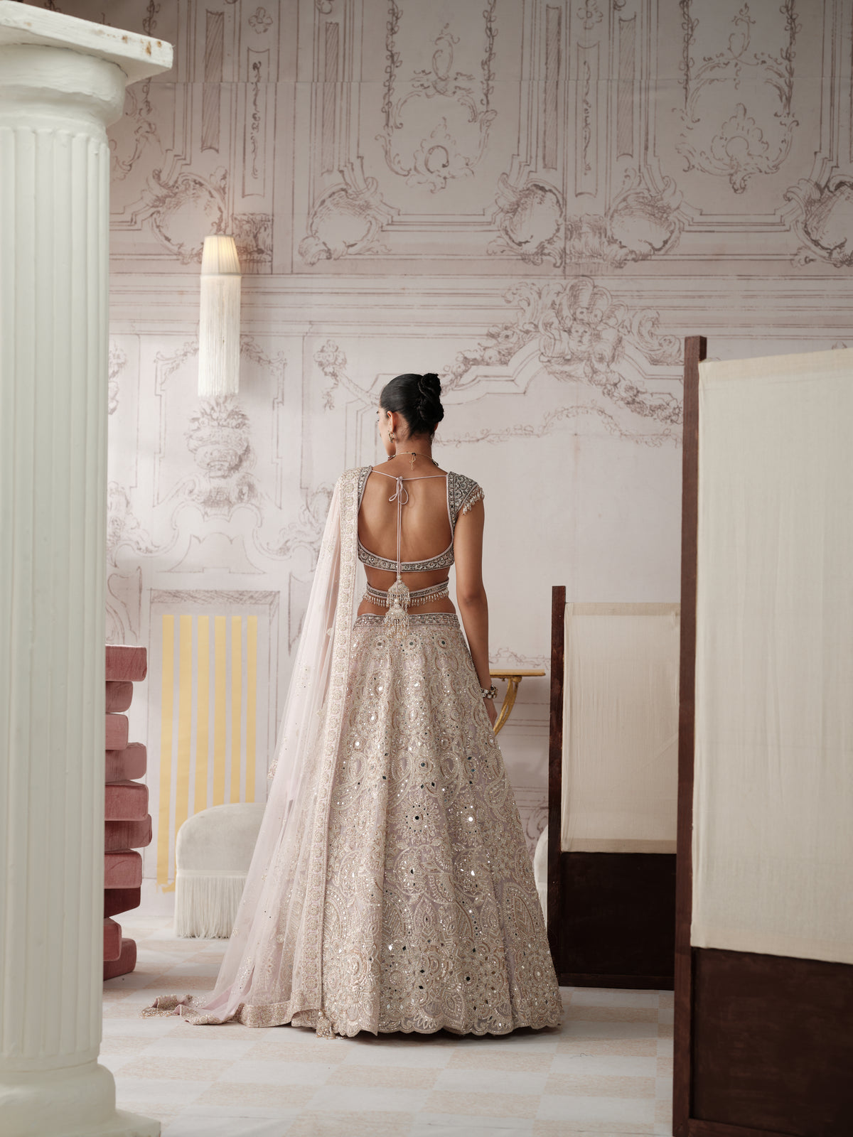 Champagne Opal Embroidered Lehenga Set