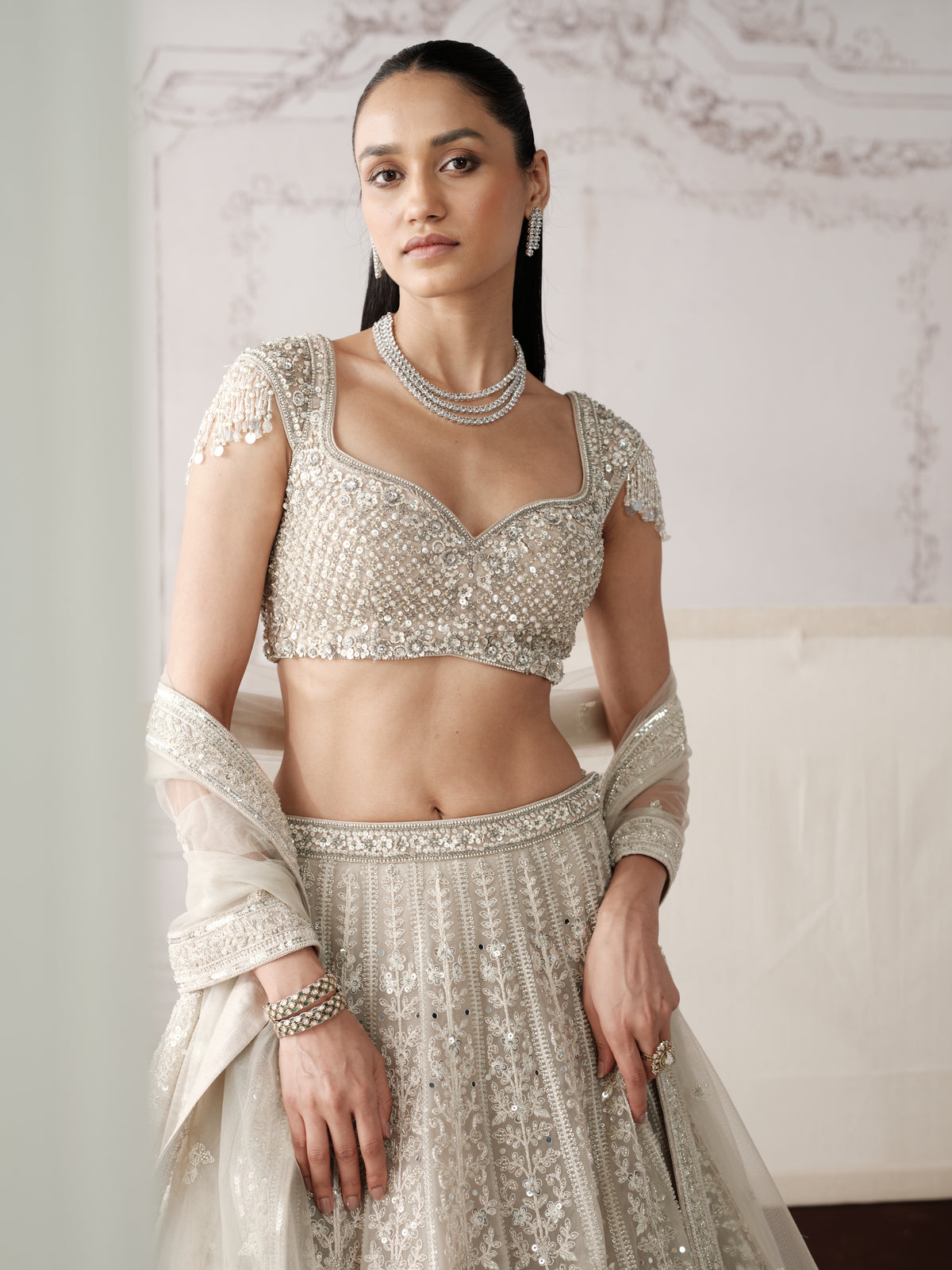 Platinum Eclat Embroidered Lehenga Set