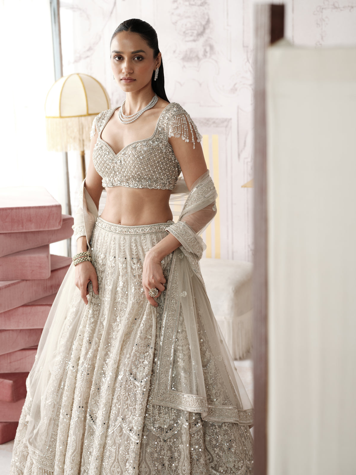 Platinum Eclat Embroidered Lehenga Set