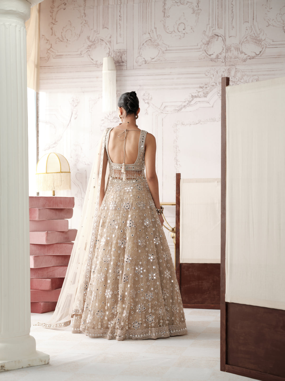 Champagne Radiance Embroidered Lehenga Set
