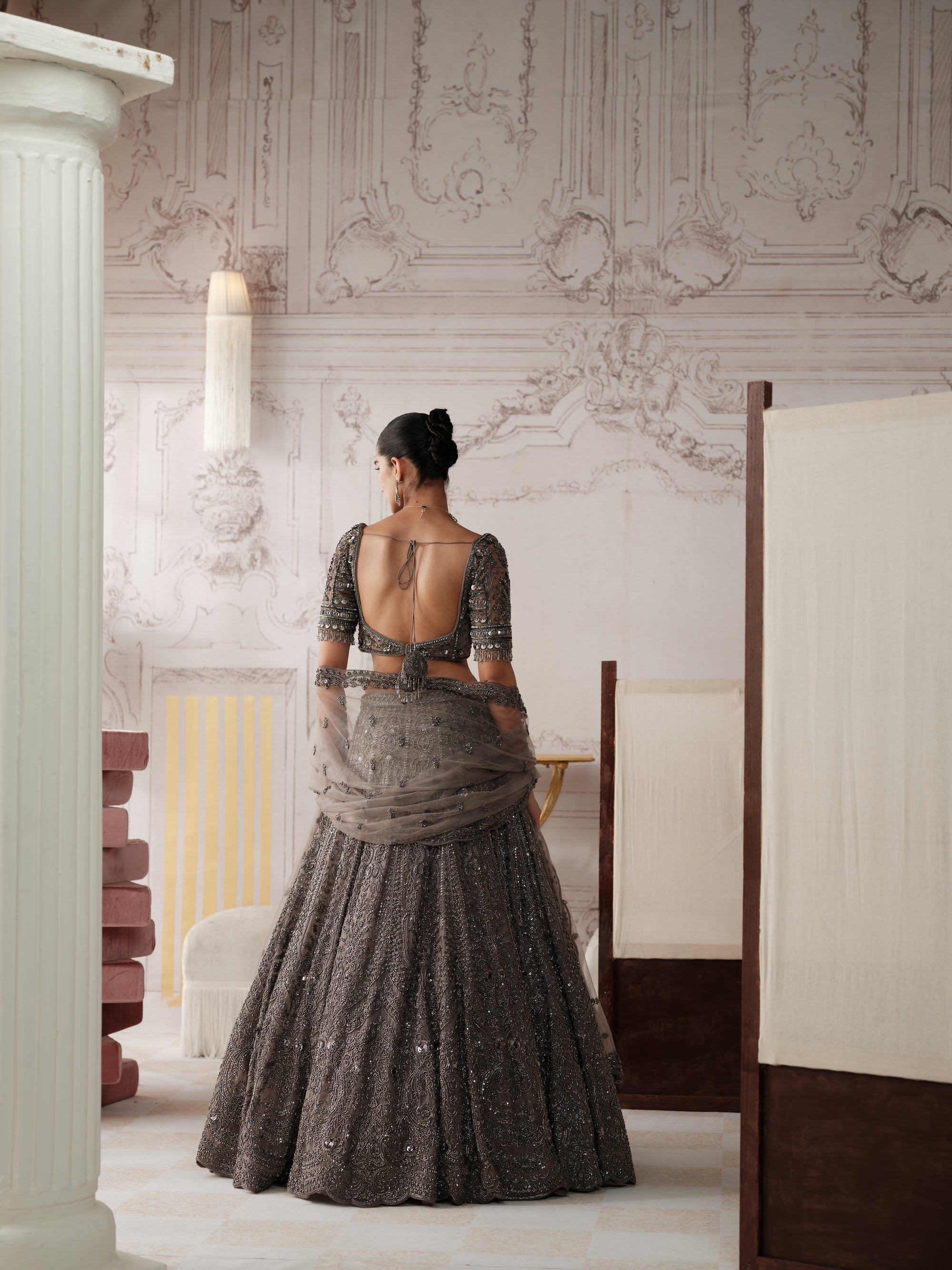 Graphite Etoile Embroidered Lehenga Set