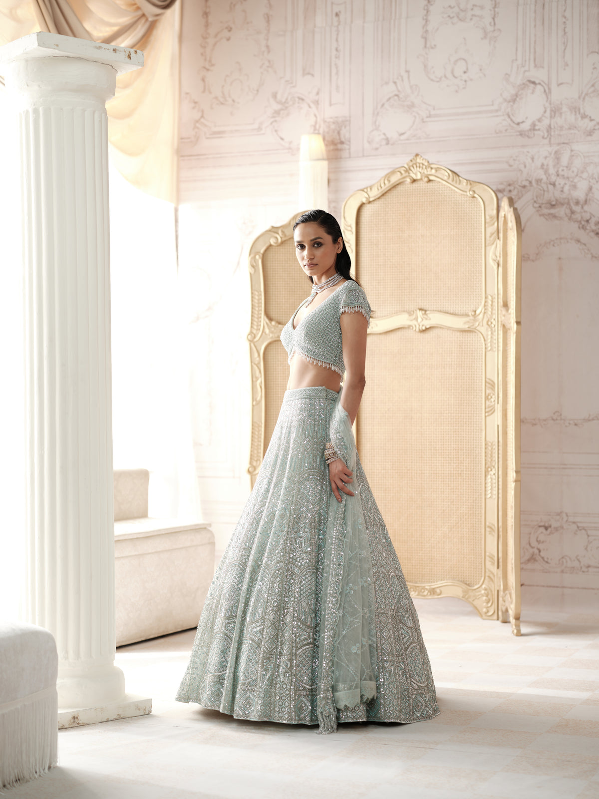 Glacial Mint Embroidered Lehenga Set
