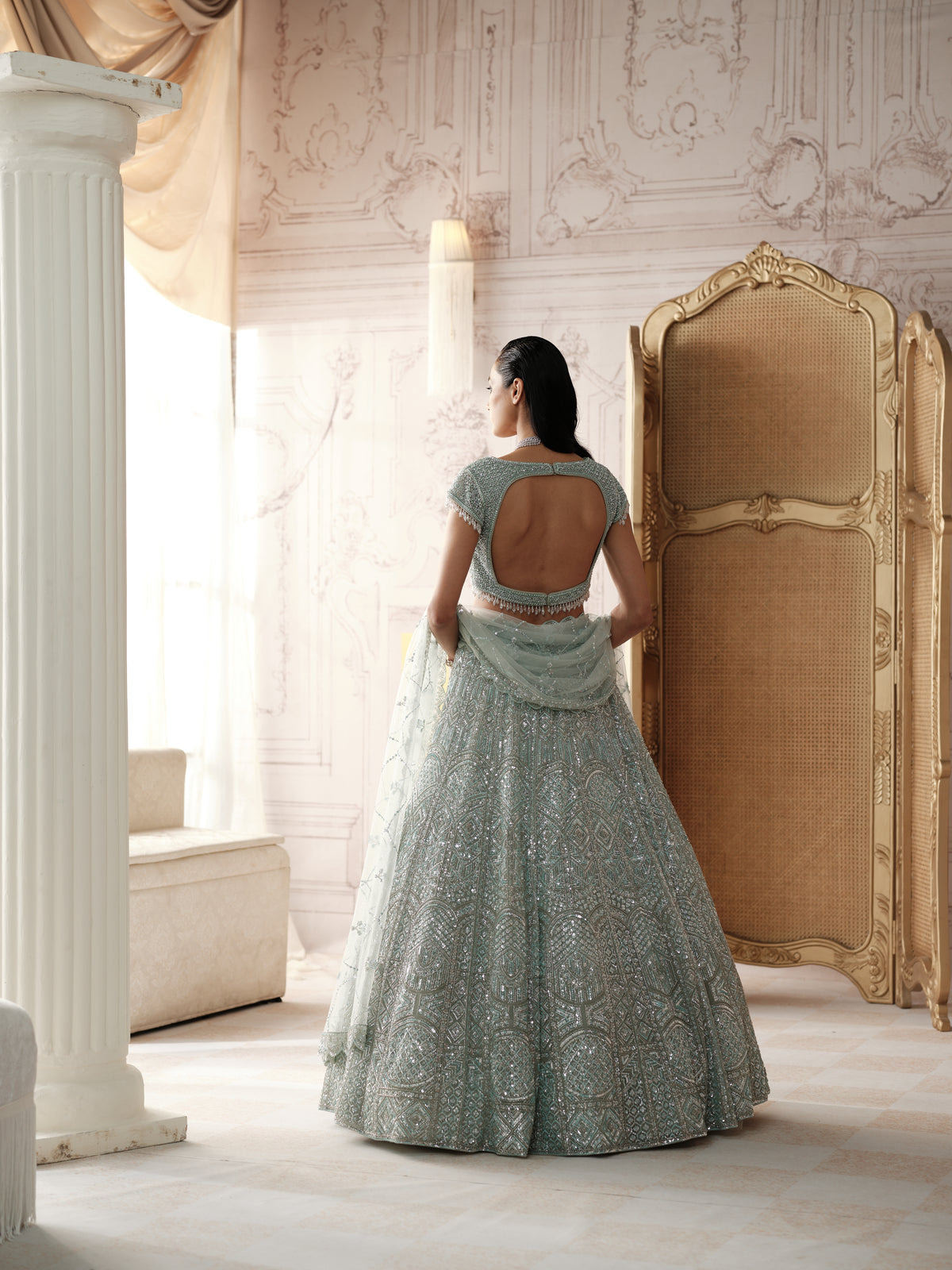 Glacial Mint Embroidered Lehenga Set