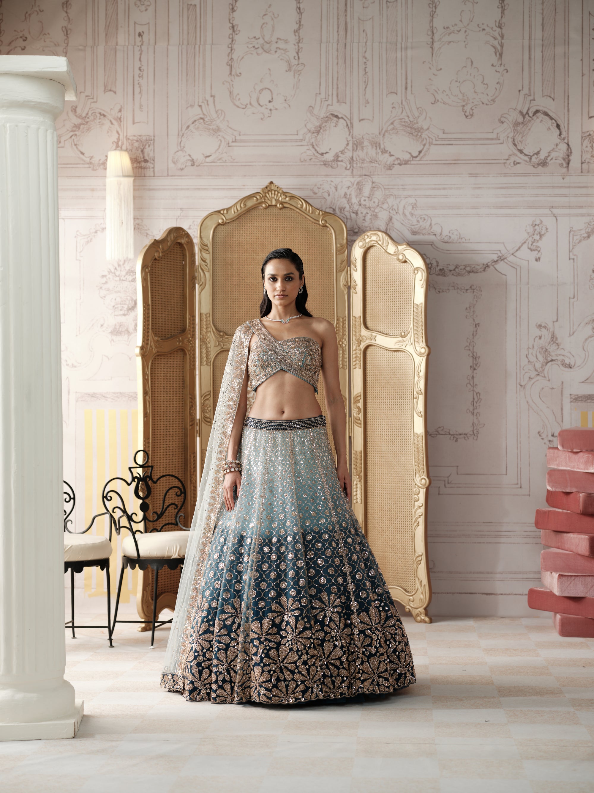 Aqua Lagoon Embroidered Lehenga Set