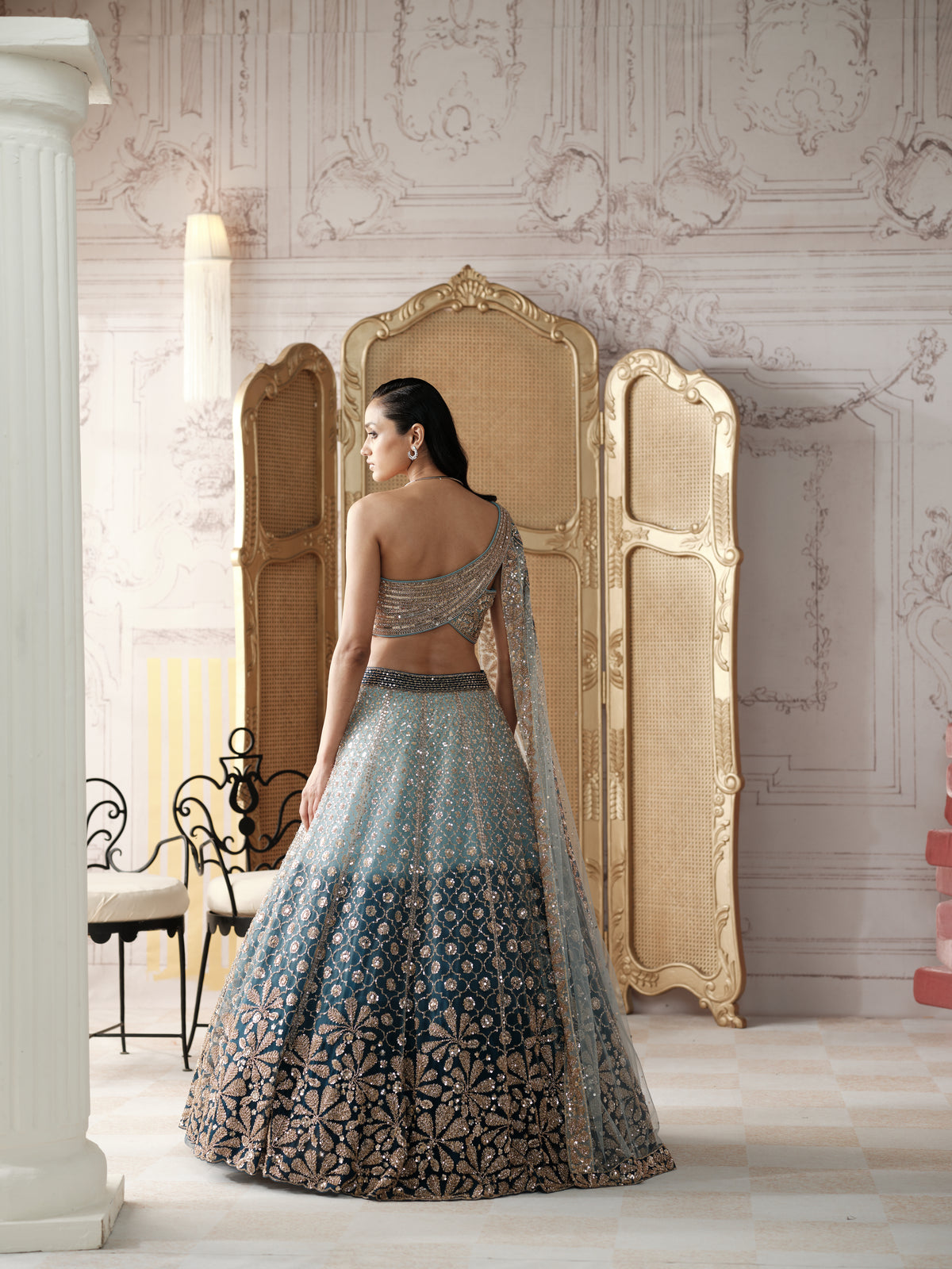 Aqua Lagoon Embroidered Lehenga Set