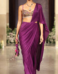 Mystic Plum Draped Saree  - Ready to Ship