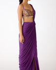 Mystic Plum Draped Saree  - Ready to Ship