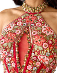 The Sunset Red Draped Saree  - Ready to Ship