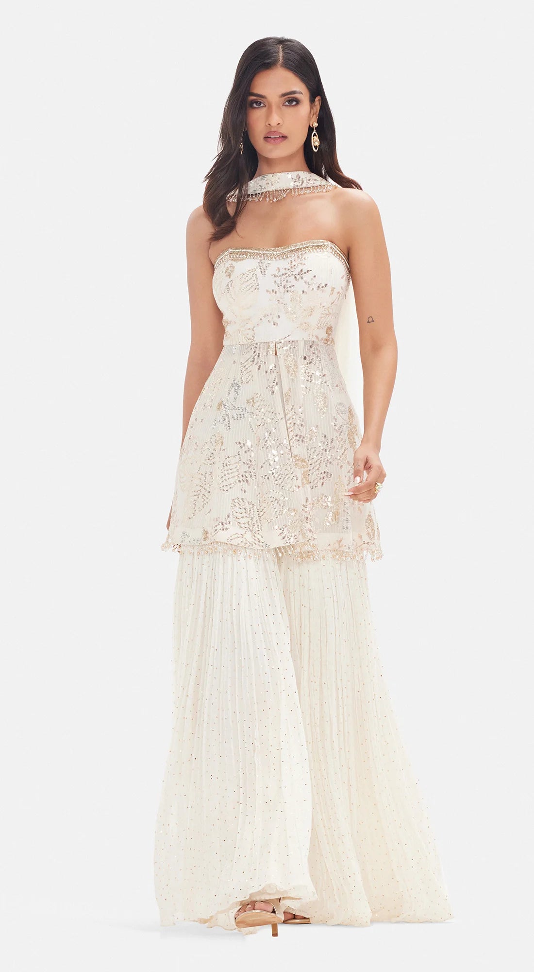 The White Rose Petal Sharara Set  - Ready to Ship