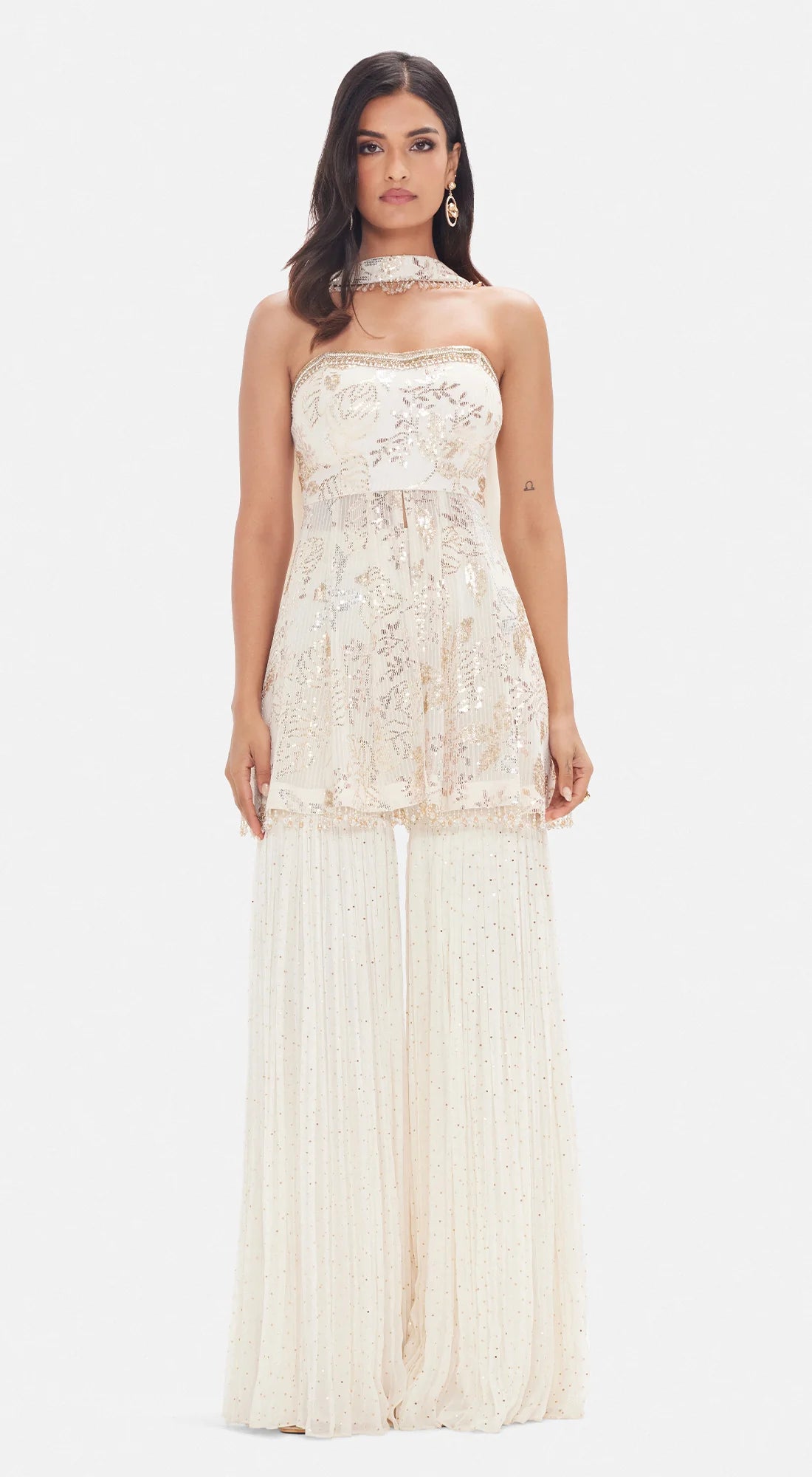 The White Rose Petal Sharara Set  - Ready to Ship