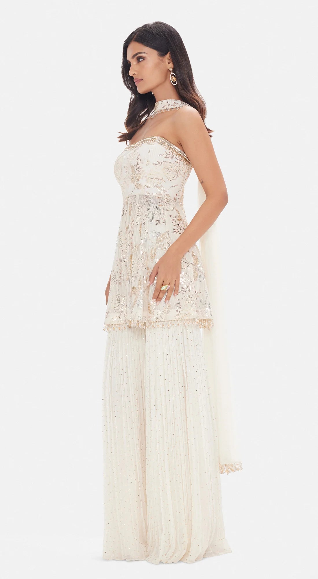 The White Rose Petal Sharara Set  - Ready to Ship