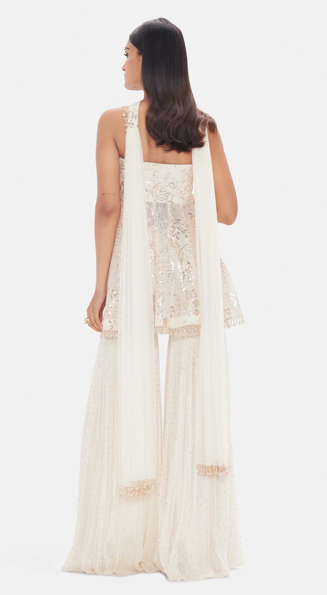 The White Rose Petal Sharara Set  - Ready to Ship