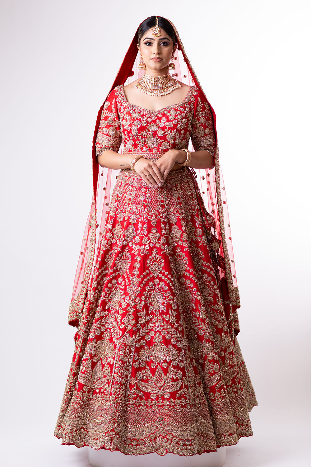 Sunny's Red Heritage Lehenga VI - Ready to Ship