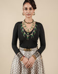 Pearl Ivory - Black Printed Skirt Set