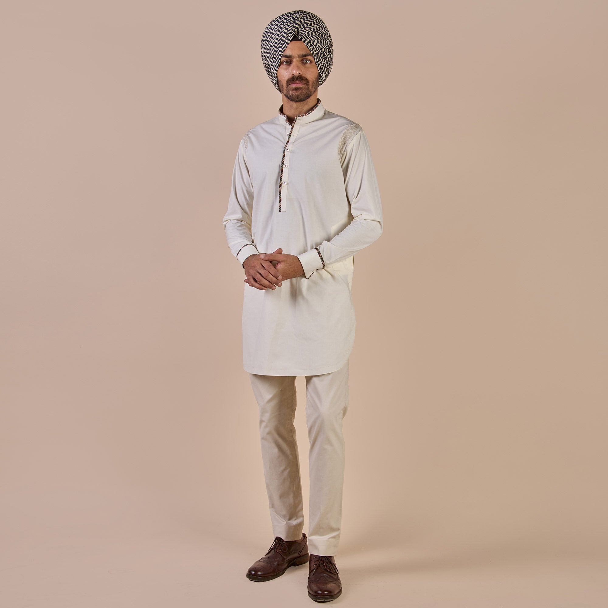 Pearl Ivory Tonal Embroidered Kurta