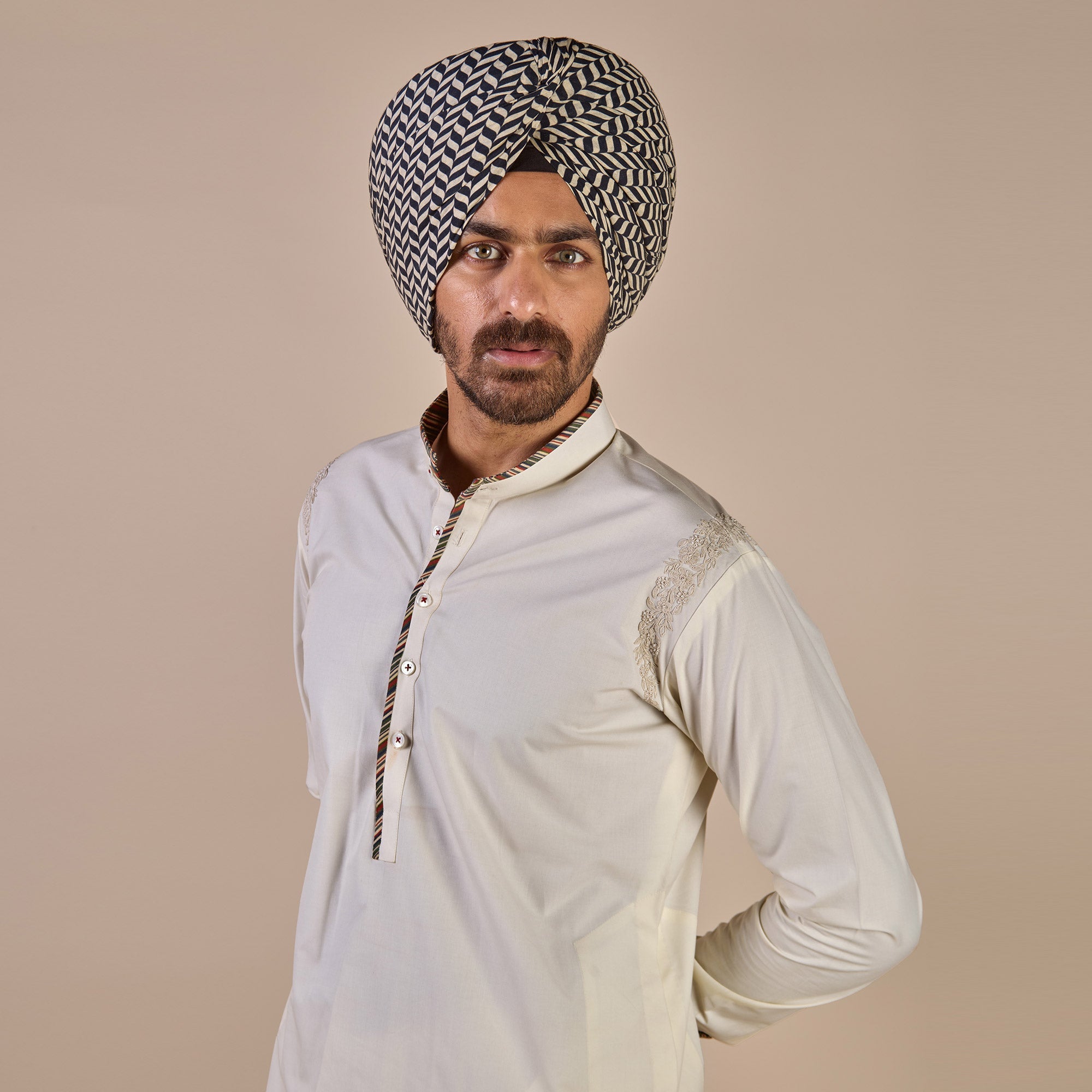 Pearl Ivory Tonal Embroidered Kurta