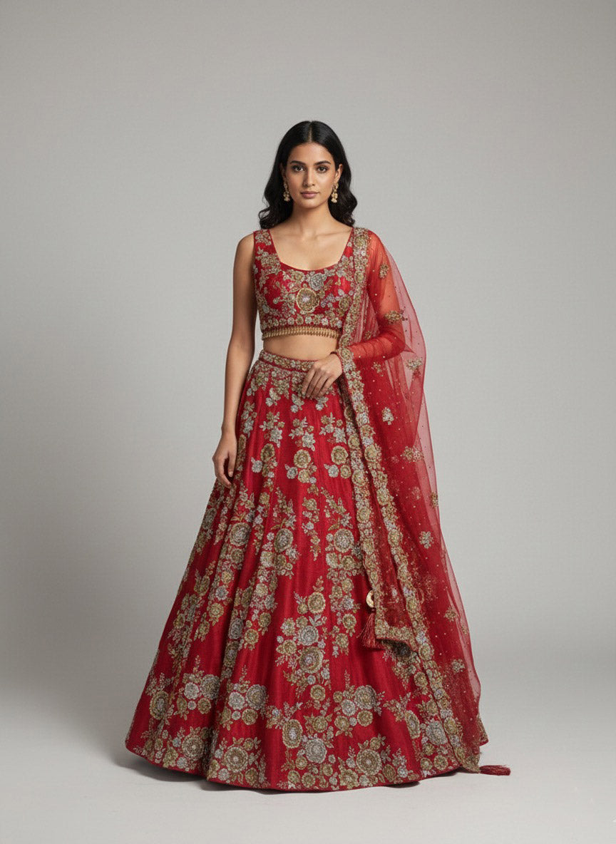 Sunny's Red Heritage Lehenga XIV - Ready to Ship