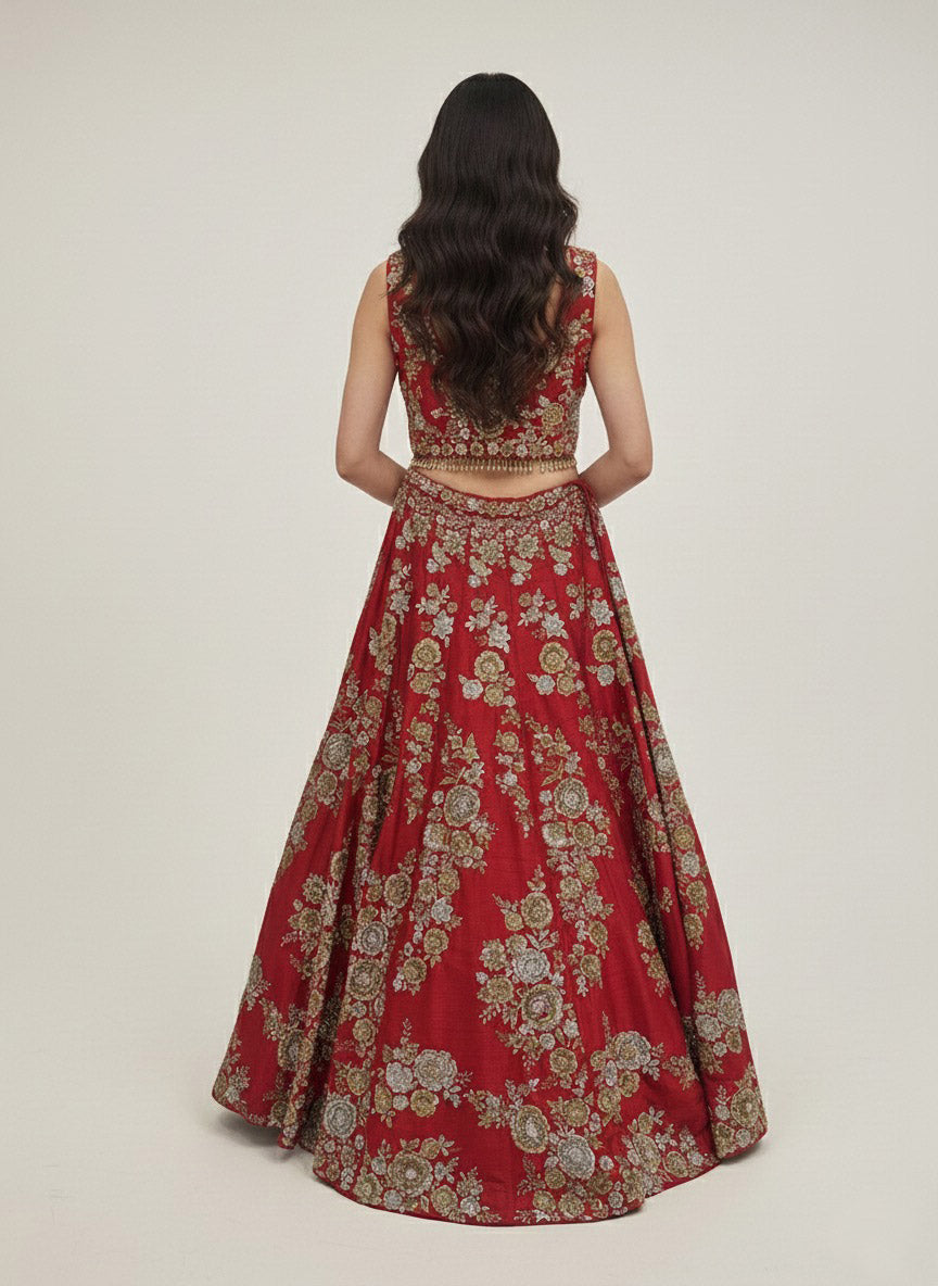 Sunny's Red Heritage Lehenga XIV - Ready to Ship