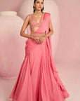 Pop Pink Lehenga Saree