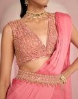 Pop Pink Lehenga Saree