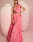 Pop Pink Lehenga Saree