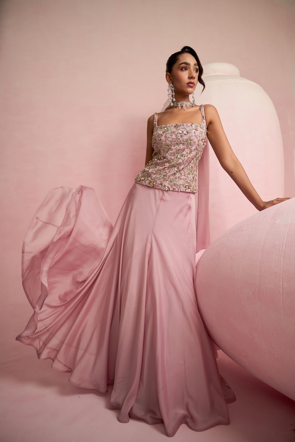 Soft Pink Corset Top &amp; Skirt Set