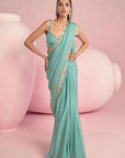 Turquoise Blue Saree
