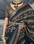 Prussian Blue Saree Set | Baroda