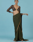 Olive Saree with Bralette