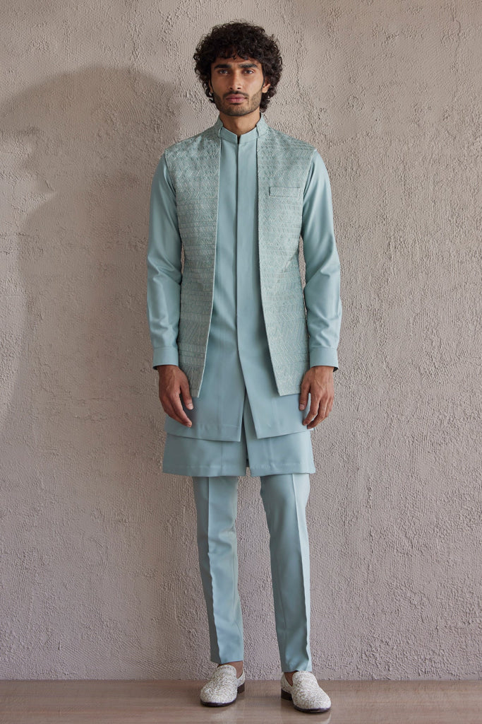 Venice Sea Green Nehru Jacket