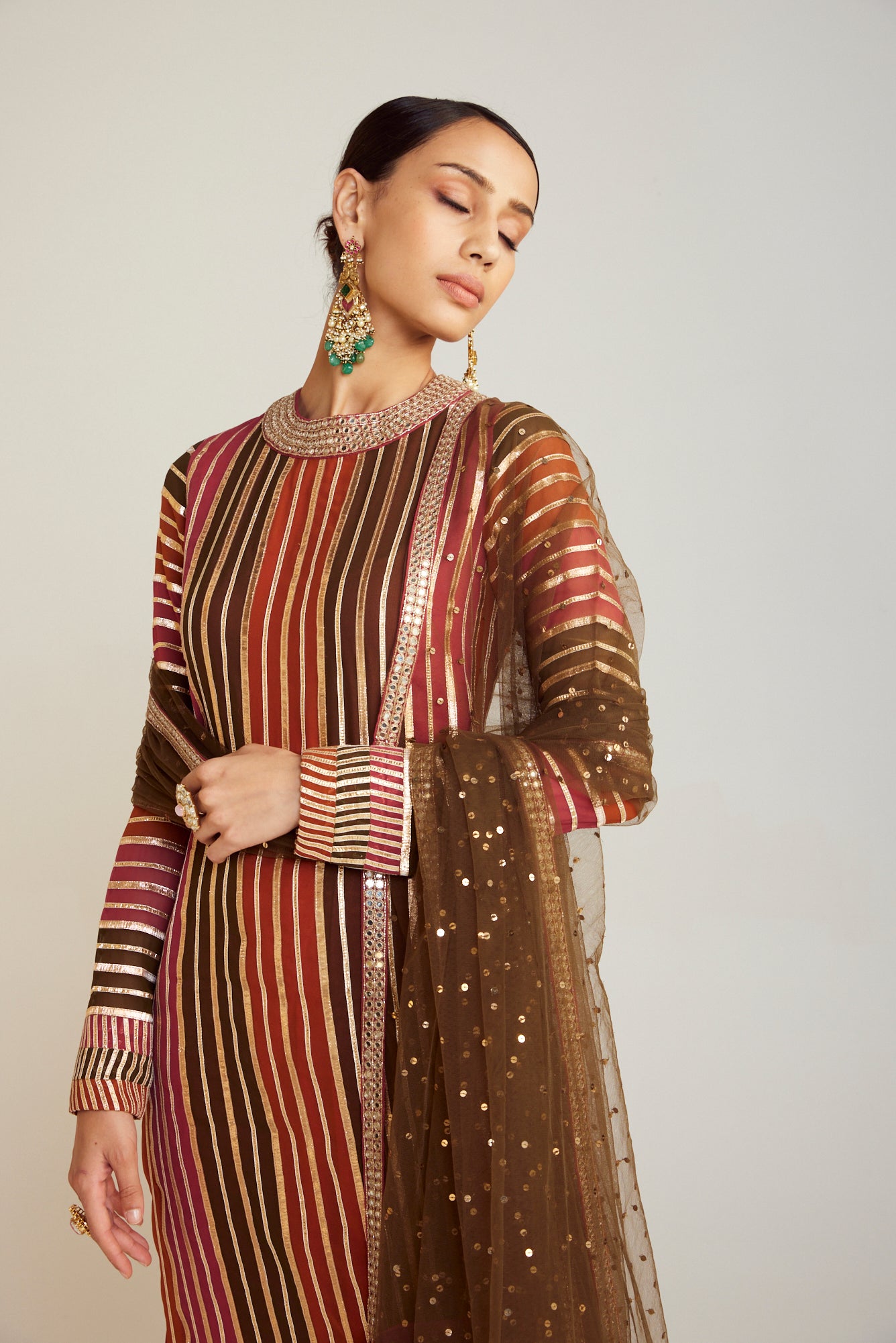 Olive Green Round Neck Straight Kurta Pant Set