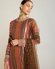 Olive Green Round Neck Straight Kurta Pant Set