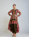 Olive Green Asymmetrical Kurta Set