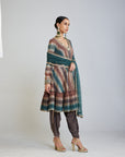 Mud Green V Neck A Line Dhoti Kurta Set