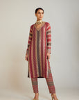 Charcoal Grey V Neck Straight Kurta Pant Set