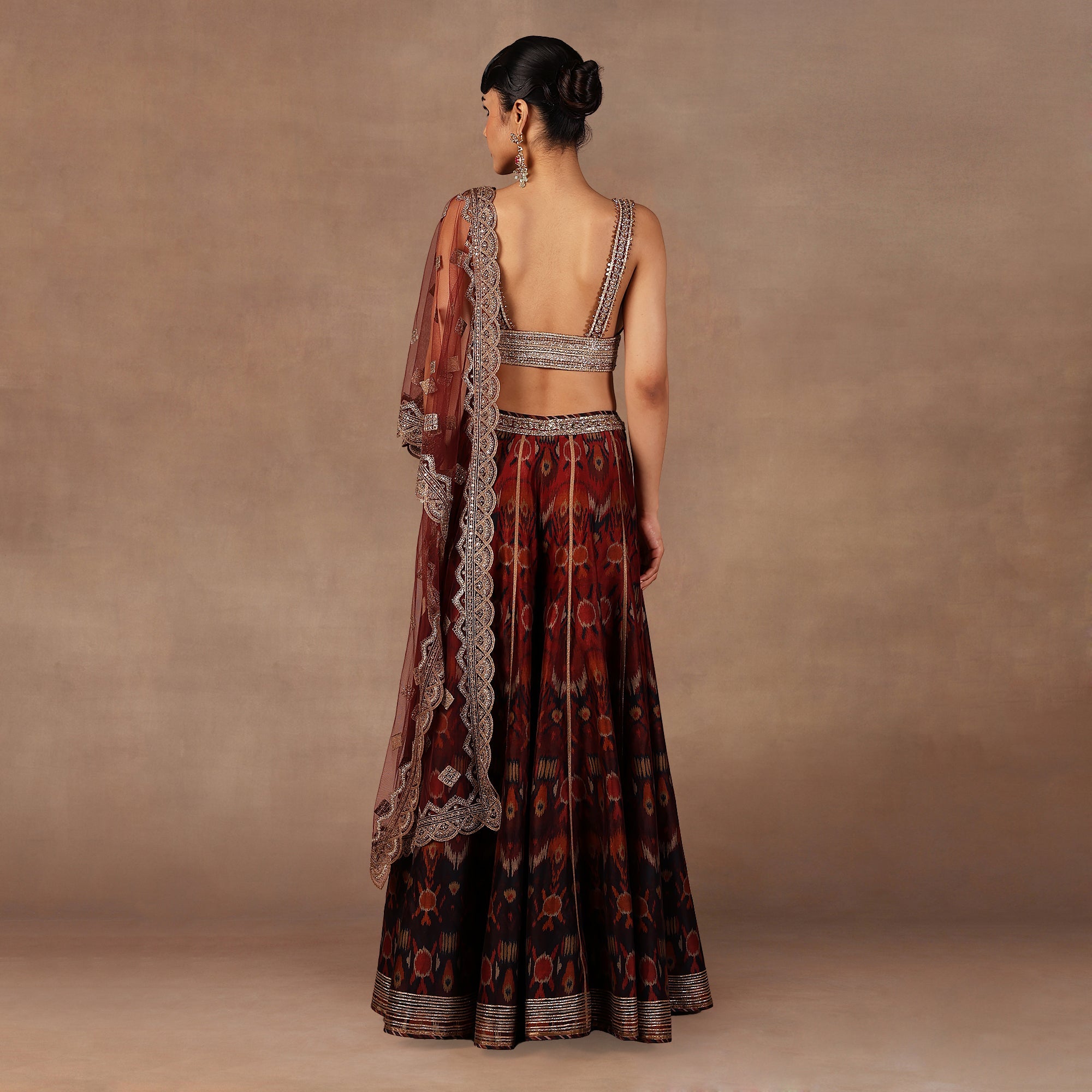 Red - Burgundy Ombre Sharara Set