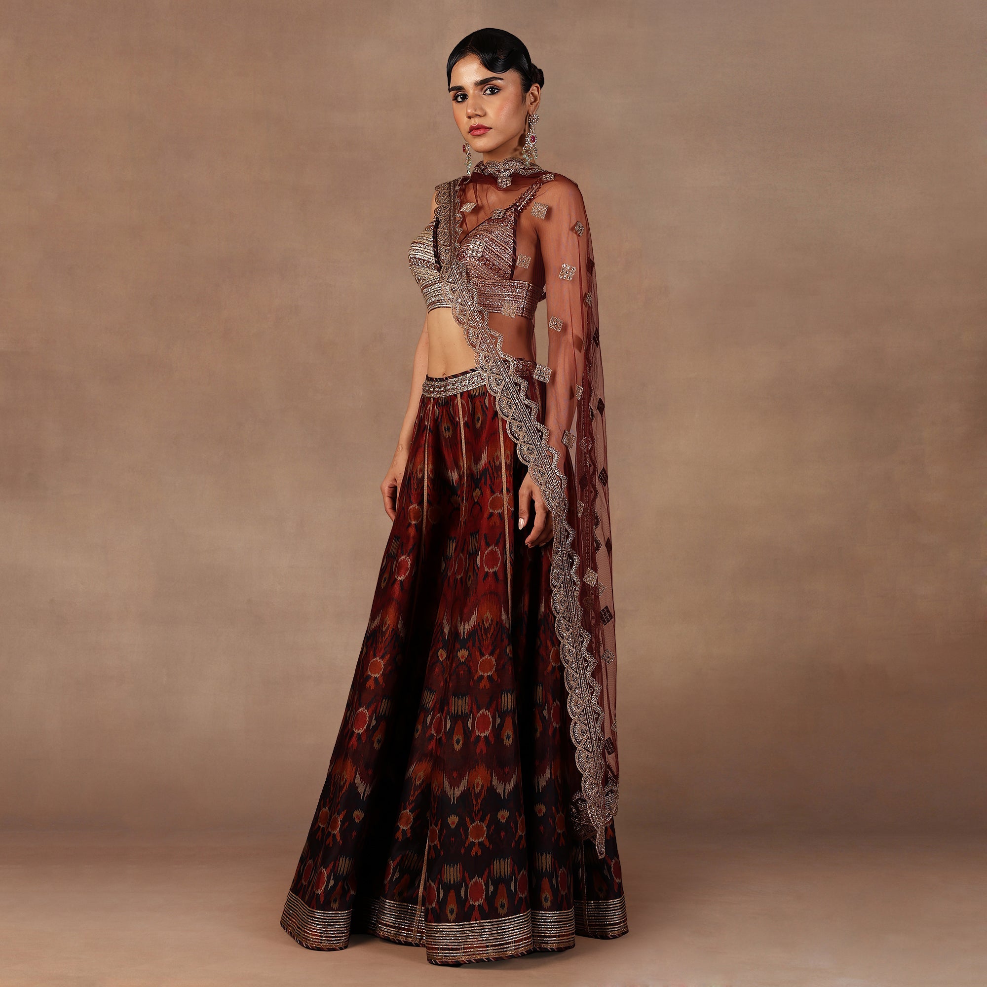 Red - Burgundy Ombre Sharara Set