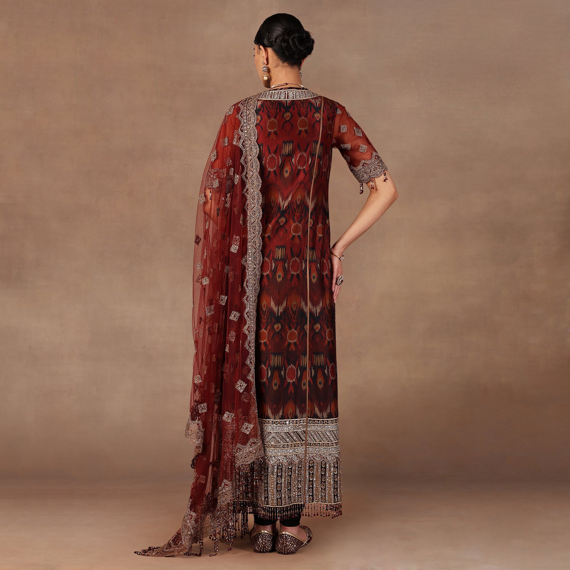 Red - Burgundy Ombre Tunic Set
